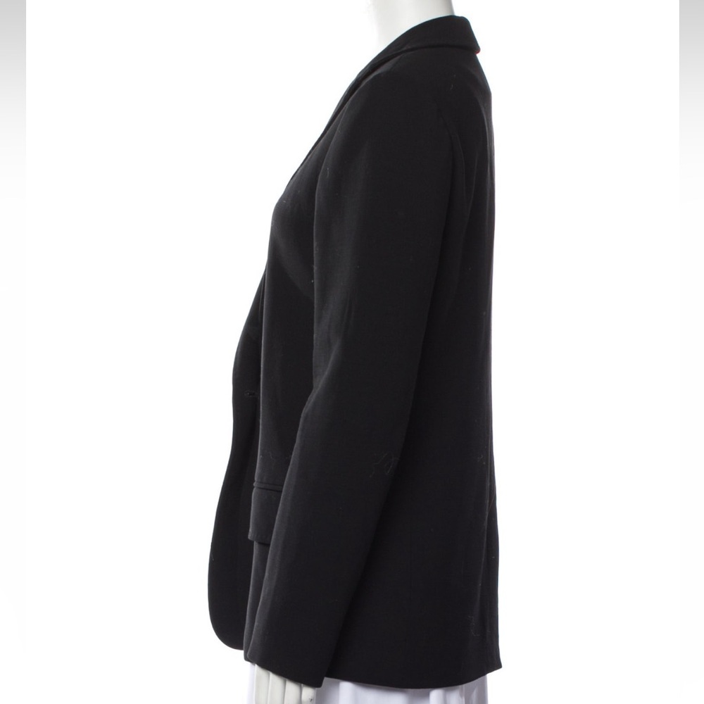 Max Mara Virgin Wool Black Blazer Pointed Collar Button Closure - Picture 2 of 14